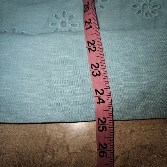 Coldwater Creek Tank Top Womens Medium Blue Eyelet Pinwheel Linen Sleeveless New - Picture 10 of 13